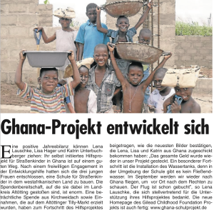 Ghanaprojekt entwickelt sich